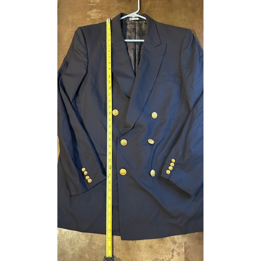 Vtg Burberry's Double Breasted Blazer Navy Blue Sport Coat Gold Buttons 42L - Picture 10 of 14